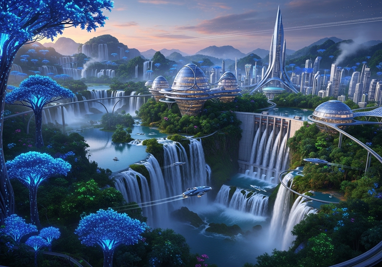 Futuristic digital landscape representing the future of online marketing