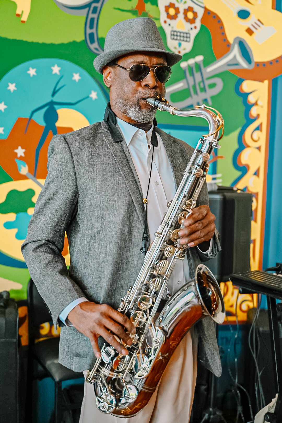 Musician working in a focused creative space